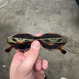 Vintage Giorgio Armani Tortoise Shell Bronze Metal Frame Sunglasses 80s 90s Oval